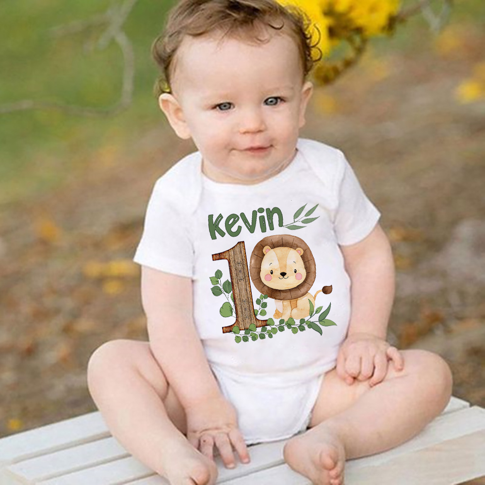 Baby Clothing Names - Animal Safari personnalisé avec nom bébé